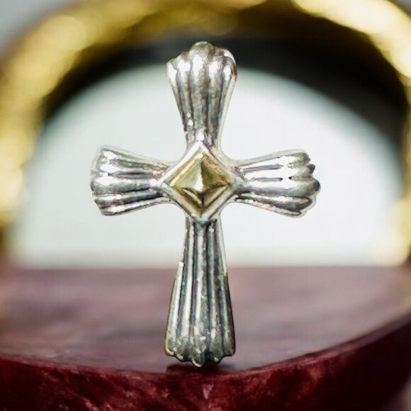 NW Lagos "Caviar" Silver / 18K Gold Earrings - Picture 3 of 8